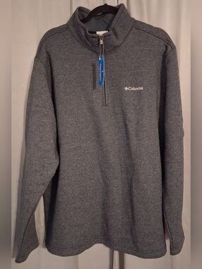 NWT Mens Columbia Gray Great Hart Mountain Half-Zip Pullover XXL
